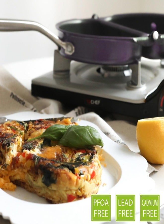 TECHEF - Frittata and Omelette Pan, Double Sided Folding Egg Pan, Made in Korea (PFOA Free) (Purple) - Image 4