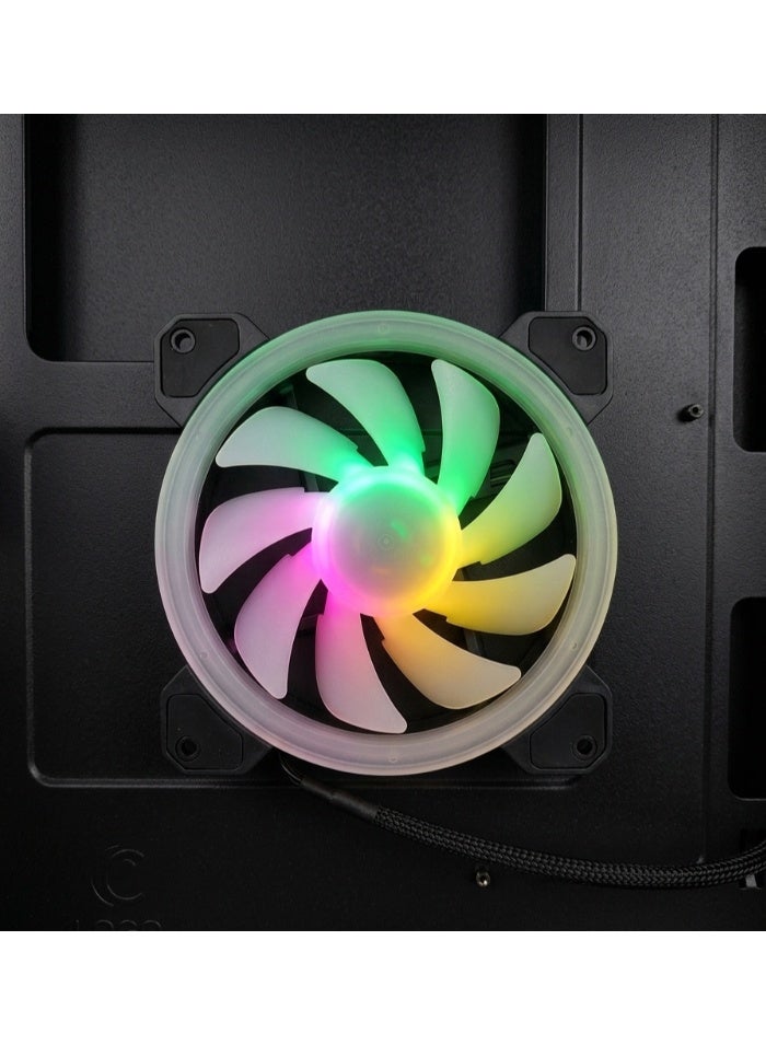 Lovingly Signed LOVINGCOOL LC-20 PRO Case Fan, 120mm ARGB Mirror Halo, 1800RPM, 4Pin PWM and 5V ARGB, Black - Image 3