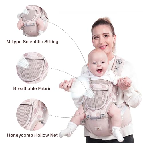 OBABY Premium 5-in-1 Ergonomic Baby Carrier with Integrated Hip Seat – Premium Cotton, Adjustable Lumbar Support & Breathable Fabric for Newborns to Toddlers (0-36 Months) (Green) - Image 5