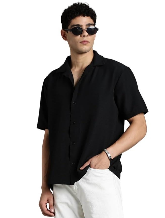 fyltr قميص رجالي كاجوال - قمصان أنيقة للرجال: مصممة بياقة كوبية مريحة وقماش ذو ملمس لمسي لإطلالة عصرية - Image 1