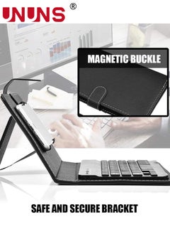 UNUNS Wireless Bluetooth Keyboard For Phone,Portable Foldable Bluetooth Keyboard With Leather Protective Case For Width Of 6-9.5cm Bluetooth Smart Phones,Detachable With Kickstand,Black  - Image 2
