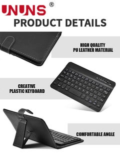 UNUNS Wireless Bluetooth Keyboard For Phone,Portable Foldable Bluetooth Keyboard With Leather Protective Case For Width Of 6-9.5cm Bluetooth Smart Phones,Detachable With Kickstand,Black  - Image 3