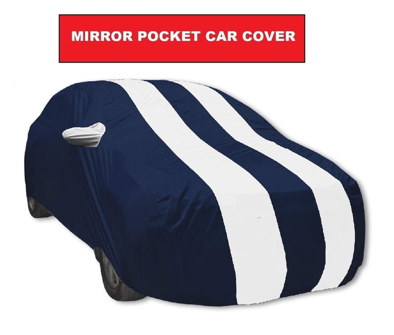 Auto Hub Car Cover Compatible with XL6 with Mirror Pocket, Water Resistant, Triple Stitched, XL6 Car Cover- Navy-White - Image 5