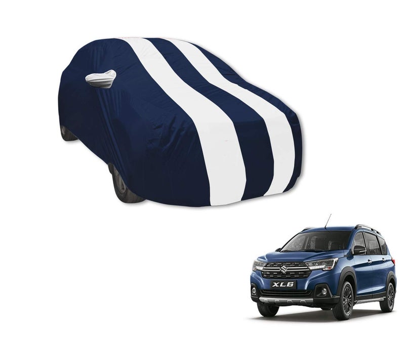 Auto Hub Car Cover Compatible with XL6 with Mirror Pocket, Water Resistant, Triple Stitched, XL6 Car Cover- Navy-White - Image 1