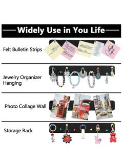 RATSAW Felt Pin Board Bar Strips Bulletin Board for Bedrooms Offices Home Wall Decoration, Notice Board Self Adhesive Cork Board with 25 Push Pins for Paste Notes, Photos, Schedules  - Image 2