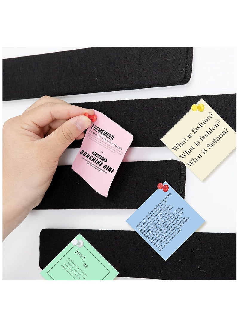 RATSAW Felt Pin Board Bar Strips Bulletin Board for Bedrooms Offices Home Wall Decoration, Notice Board Self Adhesive Cork Board with 25 Push Pins for Paste Notes, Photos, Schedules  - Image 3