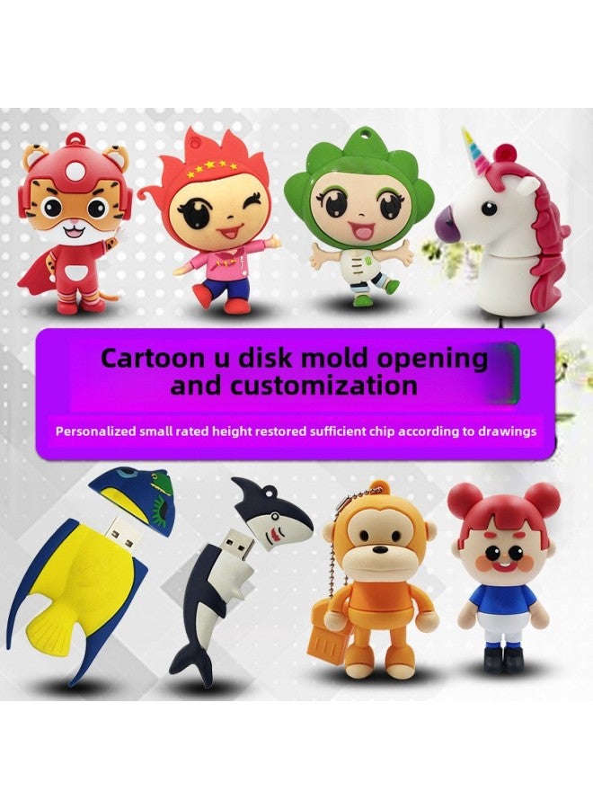 8gu Plate Open Mold Customized Doll 64gbU Plate Stereo Shape PVC Soft Rubber Pendant Blind Box Cartoon Gift USB Disk-Capacity:64GB - Image 1