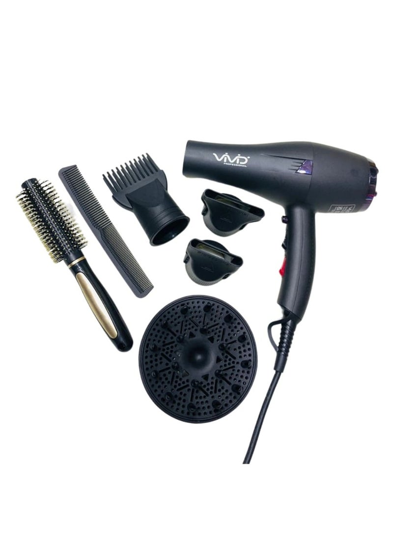 Vivid - Vivid Hair Dryer POSH 3100 Fast Drying with 2 Speed 2600 W,3 Heat Setting Cool Button, with Diffuser,Three Nozzle, Hair Comb,Concentrator Brush for All Hair Made with United Kingdom Technology - Image 1
