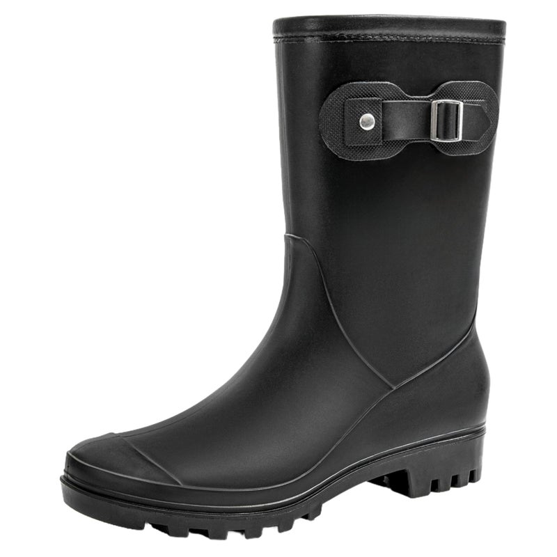 Fubotao Women's Mid Calf Rain Boots Waterproof Fashion Garden Shoes Anti-slipping Rainboots For Women Comfortable Insole Light Rain Shoes - Image 1