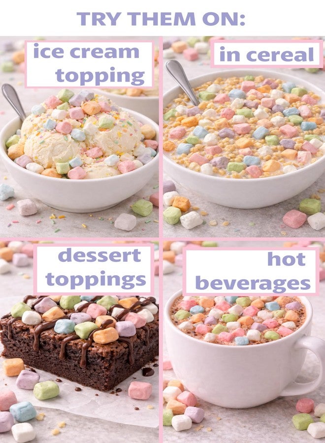 crait Dehydrated Marshmallows Vanilla and Rainbow Mix – Mini Cereal Marshmallows for Hot Chocolate Cereal Ice Cream Baking and Desserts – 6 ounce Resealable Bag - Image 5