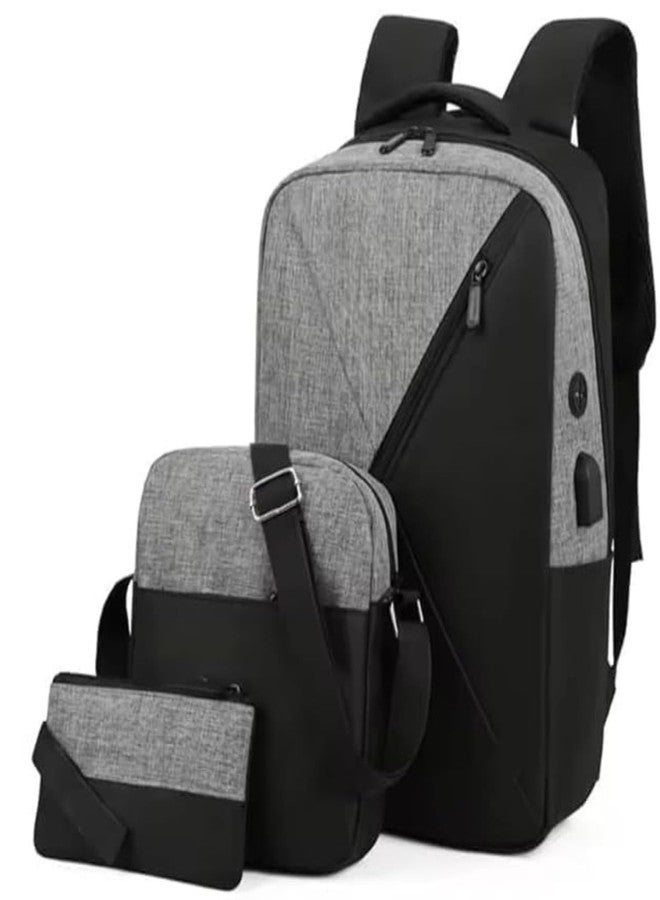 Kevim 3 in 1 Travel Laptop Backpack with USB Charging Port, Water Resistant Anti-Theft Computer Bag, Large Capacity School & Business Backpack for Men & Women, Durable Black Grey - Image 1