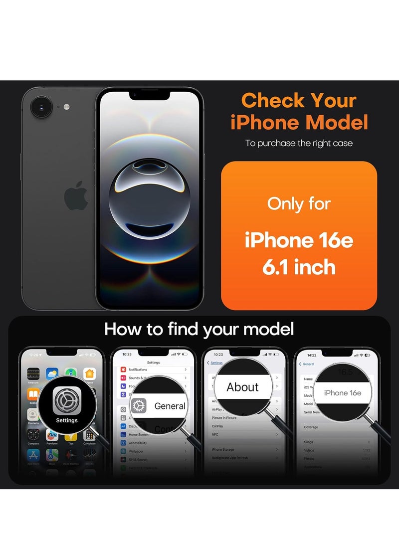غطاء حماية مغناطيسي رفيع مضاد للاصفرار لهاتف iPhone 16e، غطاء حماية عسكري مقاوم للصدمات لهاتف iPhone 16e مقاس 6.1 بوصة - Image 2