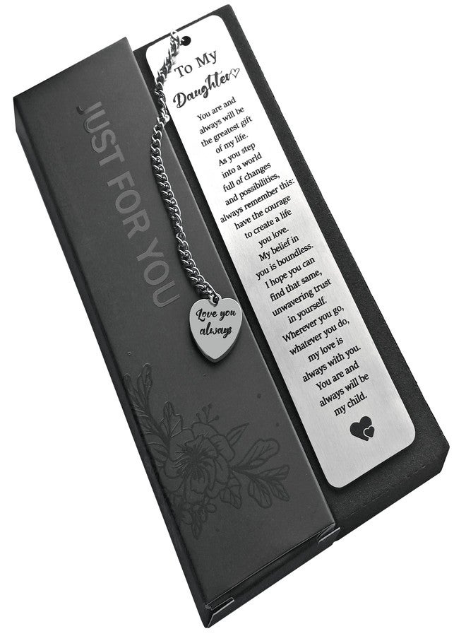 SEEBERY Stainless Steel Bookmark for Daughter, Kids & Teens from Dad or Mom- Inspirational Birthday, Christmas, Graduation or Back to School Gift for Daughter, Stepdaughter & Teen Girls - Image 1