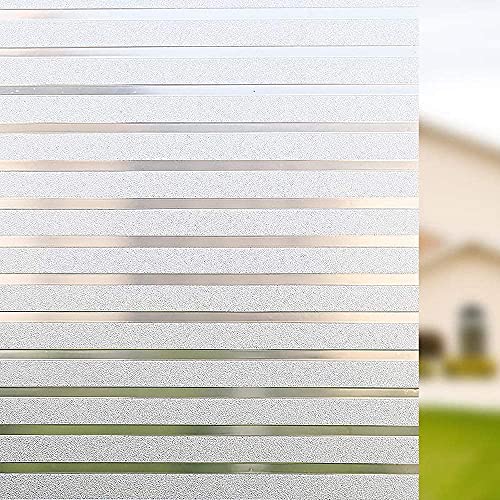 WALLTON Privacy Vinyl Frosted Window Film Glass Sticker Self-Adhesive Film Tint Wallpaper Opaque Sheet for Glass Privacy Cover Window, Door, Office, Home.| Anti-UV. (16x48 Inch, Strip Line) - Image 2