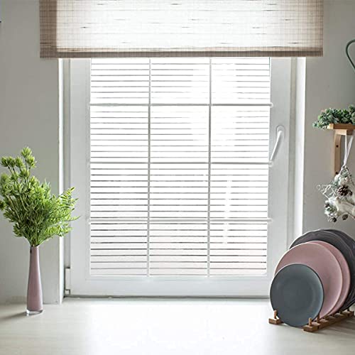 WALLTON Privacy Vinyl Frosted Window Film Glass Sticker Self-Adhesive Film Tint Wallpaper Opaque Sheet for Glass Privacy Cover Window, Door, Office, Home.| Anti-UV. (16x48 Inch, Strip Line) - Image 4