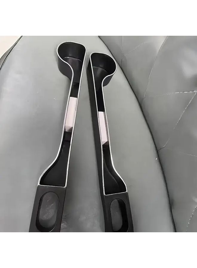 Black 2 Piece Set Car Storage Boxes With Cup Holders Large Capacity Ergonomic Curved Design For Front And Rear Seats Holds Bottles Phones Keys Cards Multifunctional Tool Free Installation - Image 3