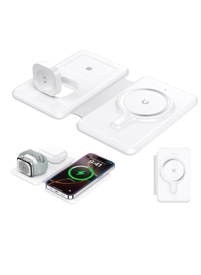 Generic - Wireless Charger for iPhone 16-3 in 1 Charging Station for Apple Devices, Travel Magnetic Charger pad for iPhone 15 14 13 12 pro max u0026 AirPods 4/3/Pro u0026 Apple Watch - Image 1