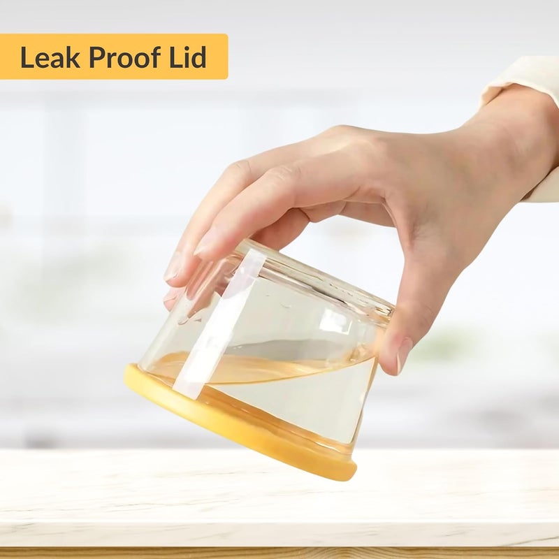 Home Essentials HomeEssentials Glass Containers with Lid 260ml LeakProof Glass Sealed Jar with LidFood Grade Ideal for KitchenRefrigeratorStorageFreshKeepingStorageMilkFruitCoffee Pack of 6 Transparent - Image 4