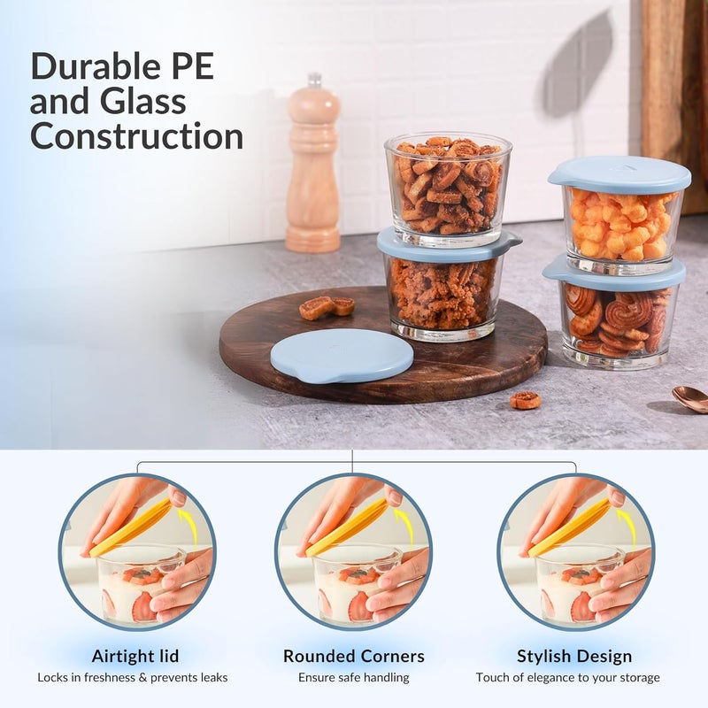 Home Essentials HomeEssentials Glass Containers with Lid 260ml LeakProof Glass Sealed Jar with LidFood Grade Ideal for KitchenRefrigeratorStorageFreshKeepingStorageMilkFruitCoffee Pack of 6 Transparent - Image 5