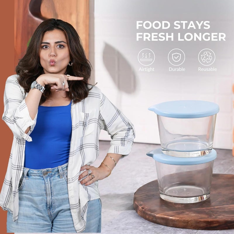 Home Essentials HomeEssentials Glass Containers with Lid 260ml LeakProof Glass Sealed Jar with LidFood Grade Ideal for KitchenRefrigeratorStorageFreshKeepingStorageMilkFruitCoffee Pack of 6 Transparent - Image 2