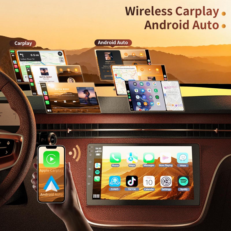 Haudio 9" HD Touchscreen Wireless Carplay Screen for Car with Apple carplay and Android auto, Double Din, GPS, WiFi, BT5.1, 8-core Processor, Voice Control, Backup Camera, Audio Outputs (4+64G) - Image 2