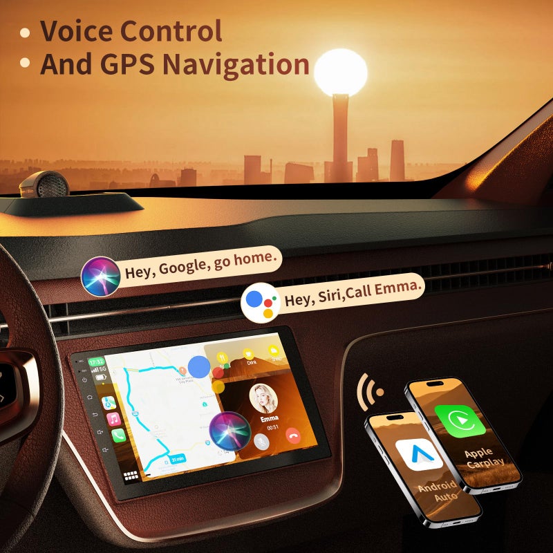 Haudio 9" HD Touchscreen Wireless Carplay Screen for Car with Apple carplay and Android auto, Double Din, GPS, WiFi, BT5.1, 8-core Processor, Voice Control, Backup Camera, Audio Outputs (4+64G) - Image 3
