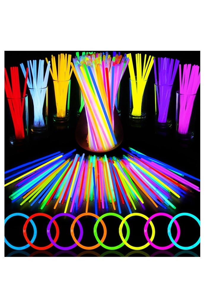 100 PCS Glow Sticks Bulk Party Supplies 8 Inch Glowsticks with Connectors,Glow in the Dark Light Up Sticks Party Favors Decorations - Image 1