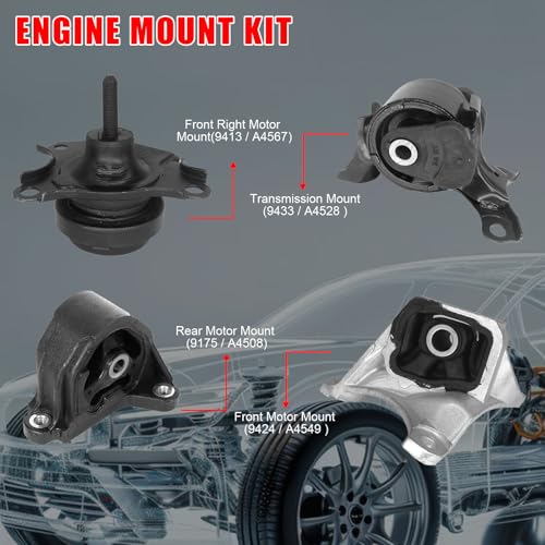 zaygyize 4 Pcs Engine Motor and Transmission Mount Compatible with 2002 2003 2004 2005 for Honda Acura RSX 2.0L Replace OE# A4528 A4508 A4567 A4549 - Image 2
