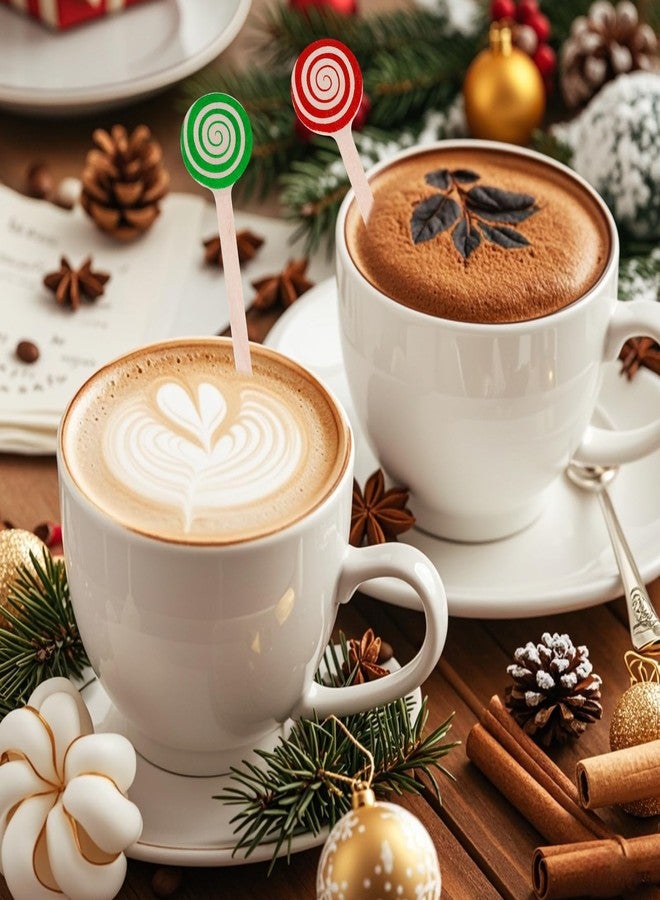 yeabwps 100 Pcs Christmas Wooden Coffee Stir Sticks Christmas Drink Stirrers Disposable Stirring Sticks Round Wooden Mixing Sticks for Coffee Milk Cocktail Tea Chocolate Hot Drinks - Image 4