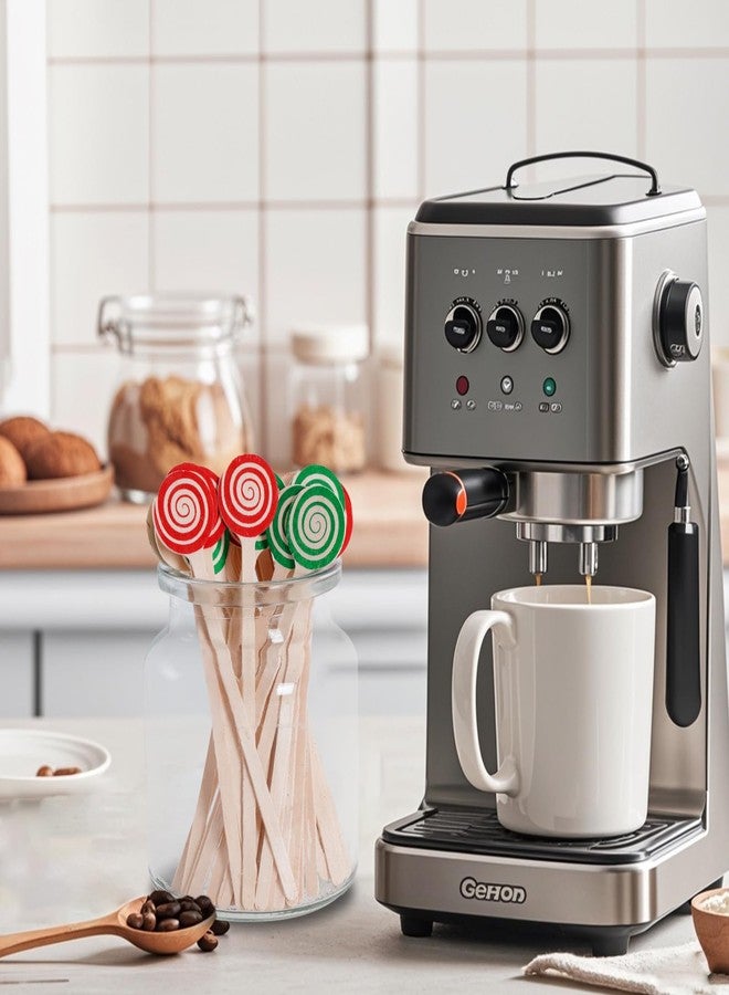 yeabwps 100 Pcs Christmas Wooden Coffee Stir Sticks Christmas Drink Stirrers Disposable Stirring Sticks Round Wooden Mixing Sticks for Coffee Milk Cocktail Tea Chocolate Hot Drinks - Image 5