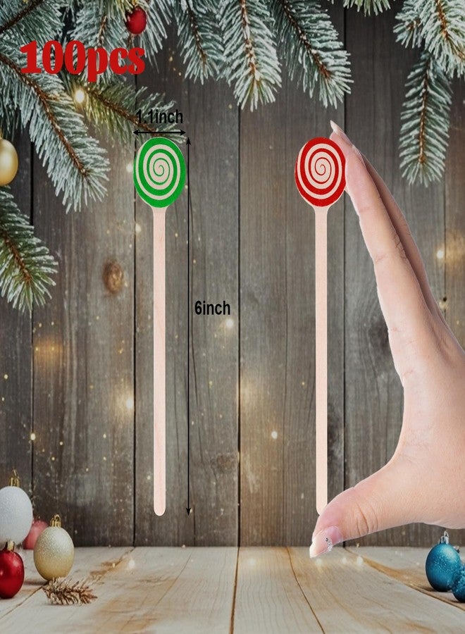 yeabwps 100 Pcs Christmas Wooden Coffee Stir Sticks Christmas Drink Stirrers Disposable Stirring Sticks Round Wooden Mixing Sticks for Coffee Milk Cocktail Tea Chocolate Hot Drinks - Image 3
