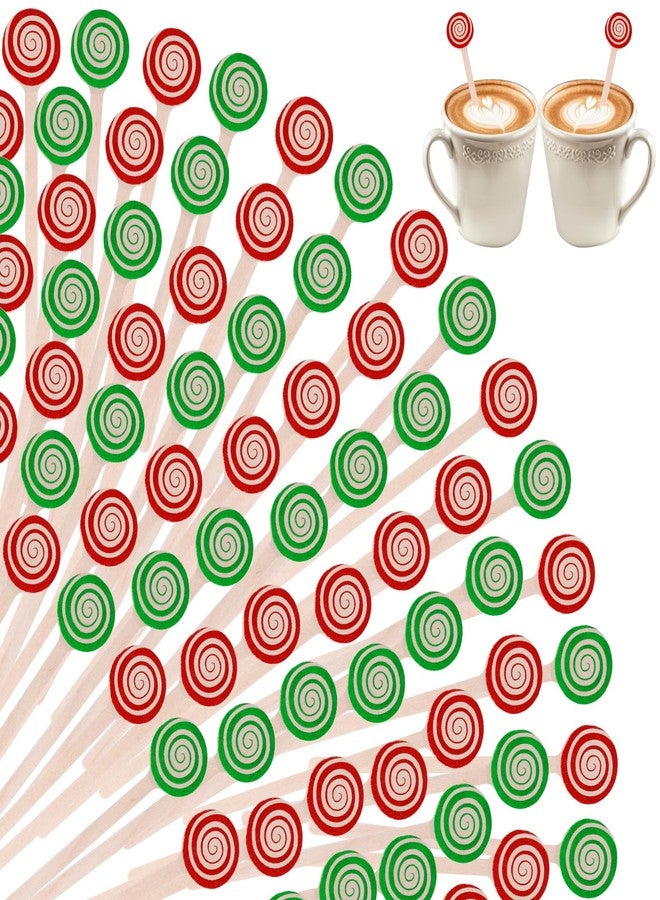yeabwps 100 Pcs Christmas Wooden Coffee Stir Sticks Christmas Drink Stirrers Disposable Stirring Sticks Round Wooden Mixing Sticks for Coffee Milk Cocktail Tea Chocolate Hot Drinks - Image 1