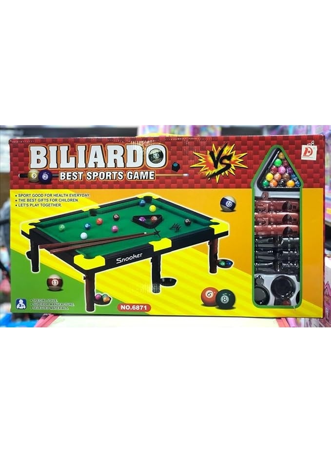 طاولة بلياردو مصغرة للأطفال 95×30×30 سم – لعبة رياضية تعليمية مع كرات ملونة وعصي خشبية – Mini Pool Table - Image 1