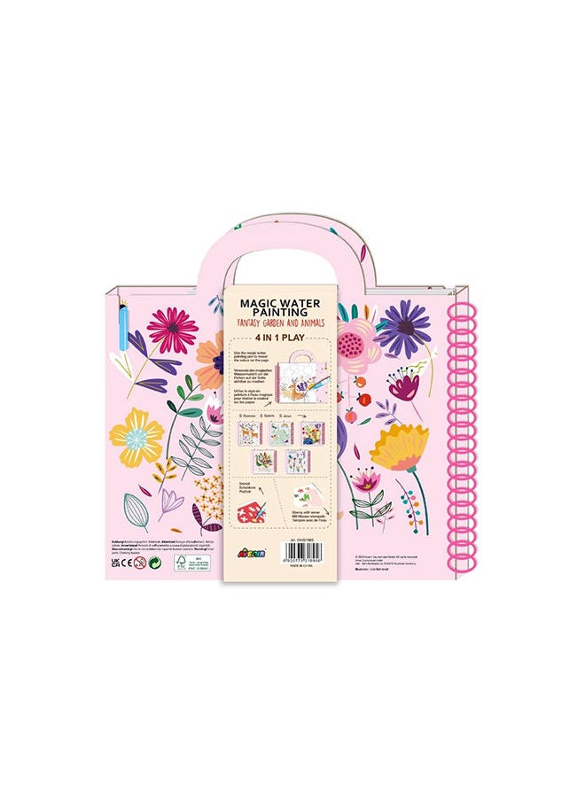 Avenir - Magic Water Painting Fantasy Garden Mess-free Reusable Coloring Book With Water Pen and Stickers Hours of Creative Fun and Learning for Kids 3+ - Image 1