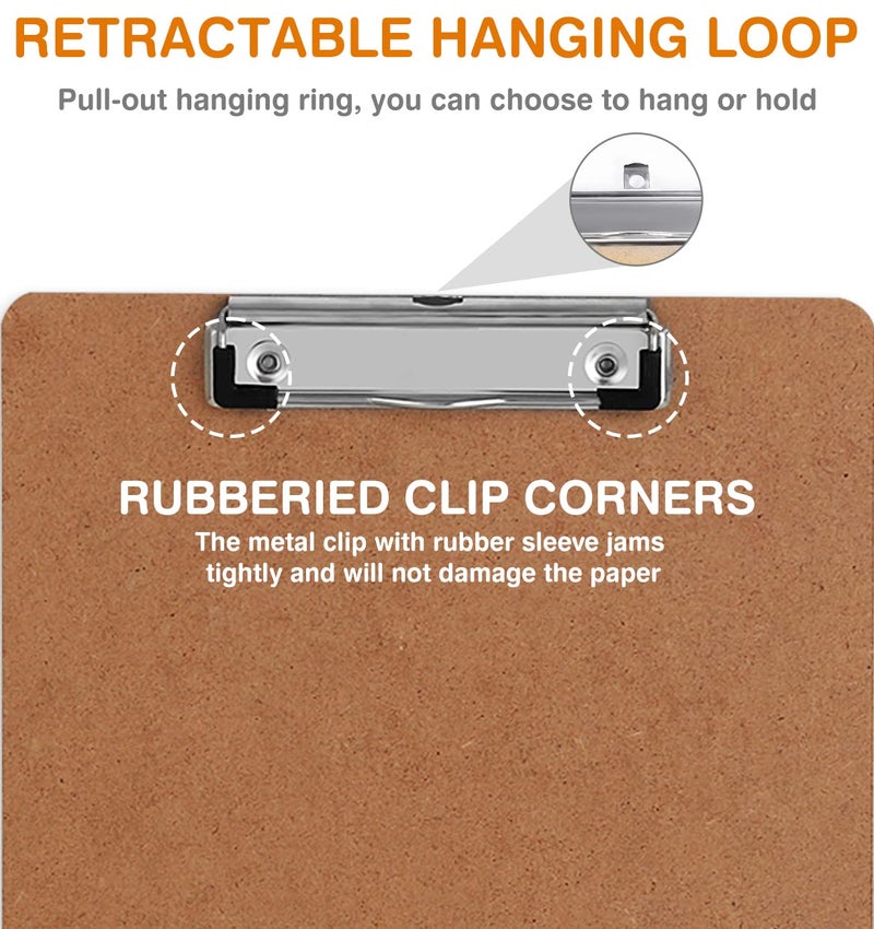 HERKKA Clipboard, HERKKA 15 Pack Hardboard Office Clipboards Standard A4 Letter Size Clipboard with Low Profile Clip, Size 12.5 x 9 Inch - Image 3