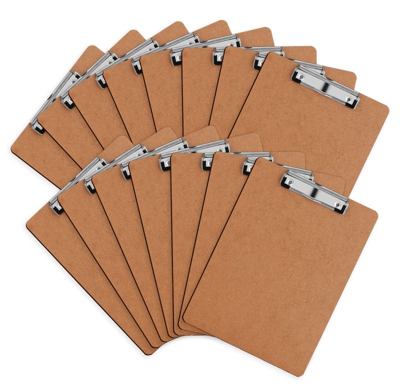 HERKKA Clipboard, HERKKA 15 Pack Hardboard Office Clipboards Standard A4 Letter Size Clipboard with Low Profile Clip, Size 12.5 x 9 Inch - Image 1