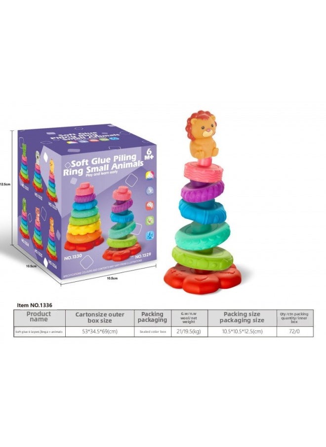 Generic - Export Baby Play Soft Glue Stacked Le Sessele Digital Animal Building Blocks Finger Doll Toy-Color:Soft Glue 6 Layers Of Colorful Stacking Music + 1 Little Frog - Image 1