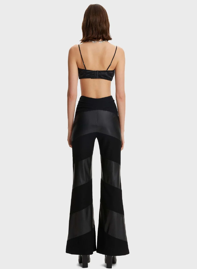 Nocturne Zip Detail Wide Leg High Waist Pants