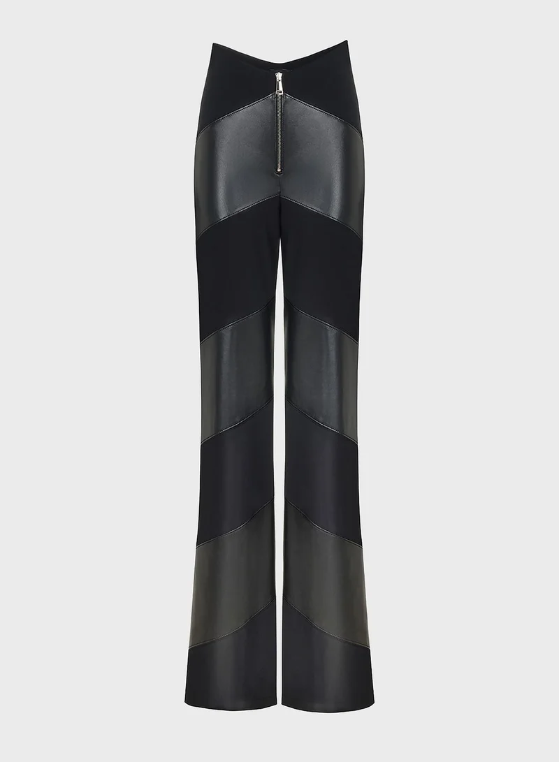 Nocturne Zip Detail Wide Leg High Waist Pants