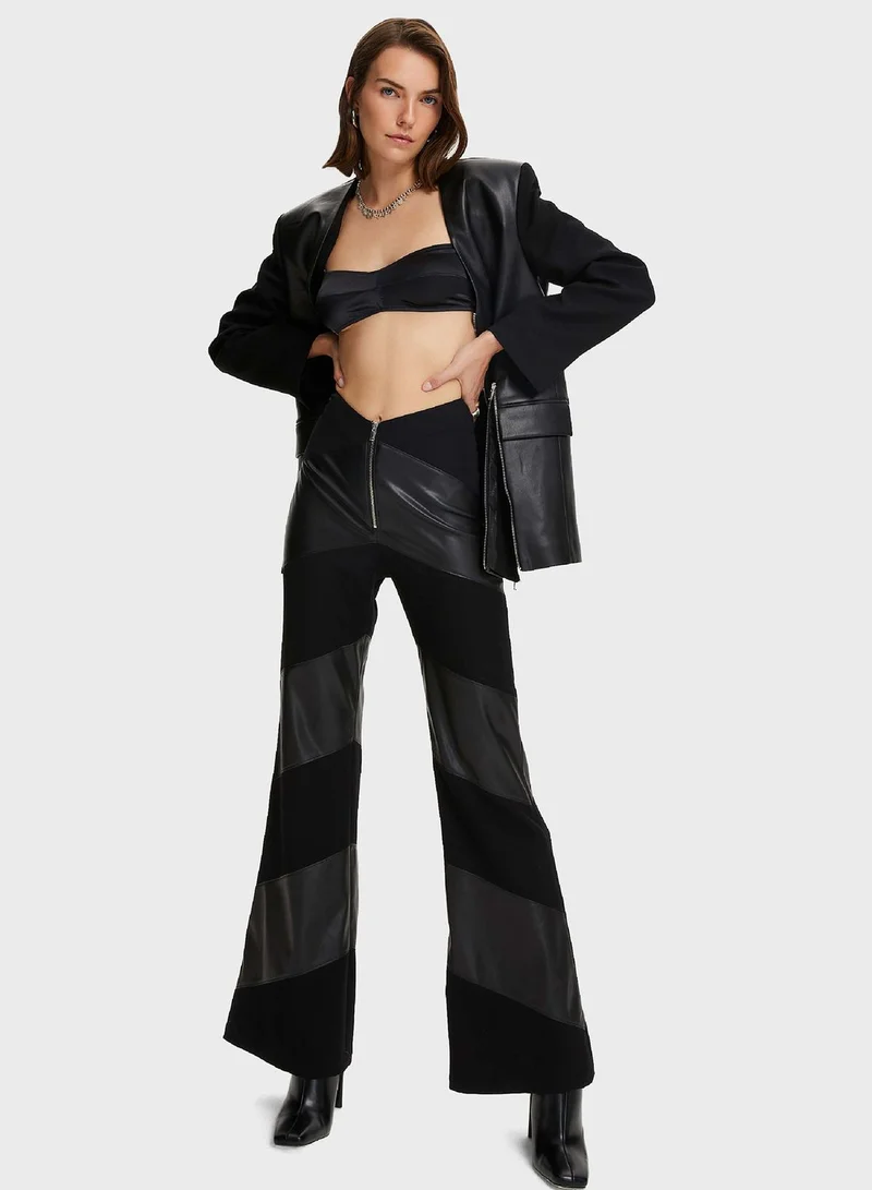 Nocturne Zip Detail Wide Leg High Waist Pants