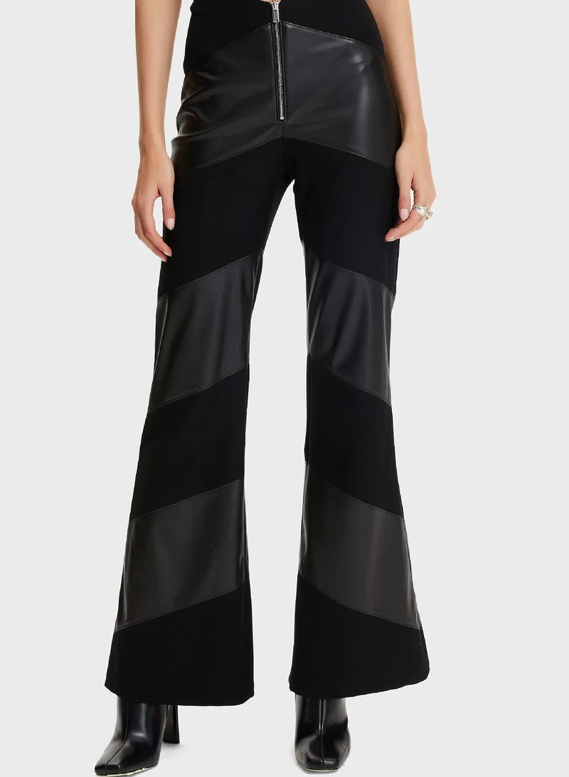 Nocturne Zip Detail Wide Leg High Waist Pants