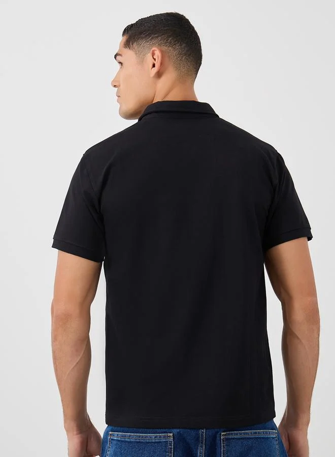 Styli Styli Solid Smart Stretch Cotton Polo T-Shirt