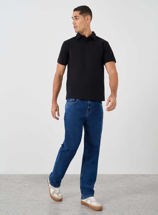 Styli Solid Smart Stretch Cotton Polo T-Shirt - Image 2