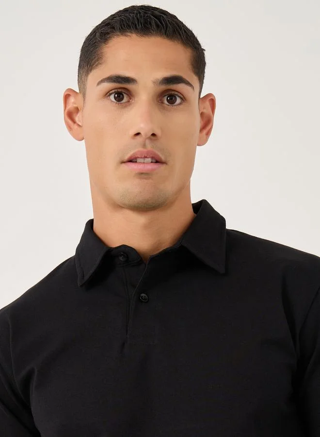 Styli Styli Solid Smart Stretch Cotton Polo T-Shirt