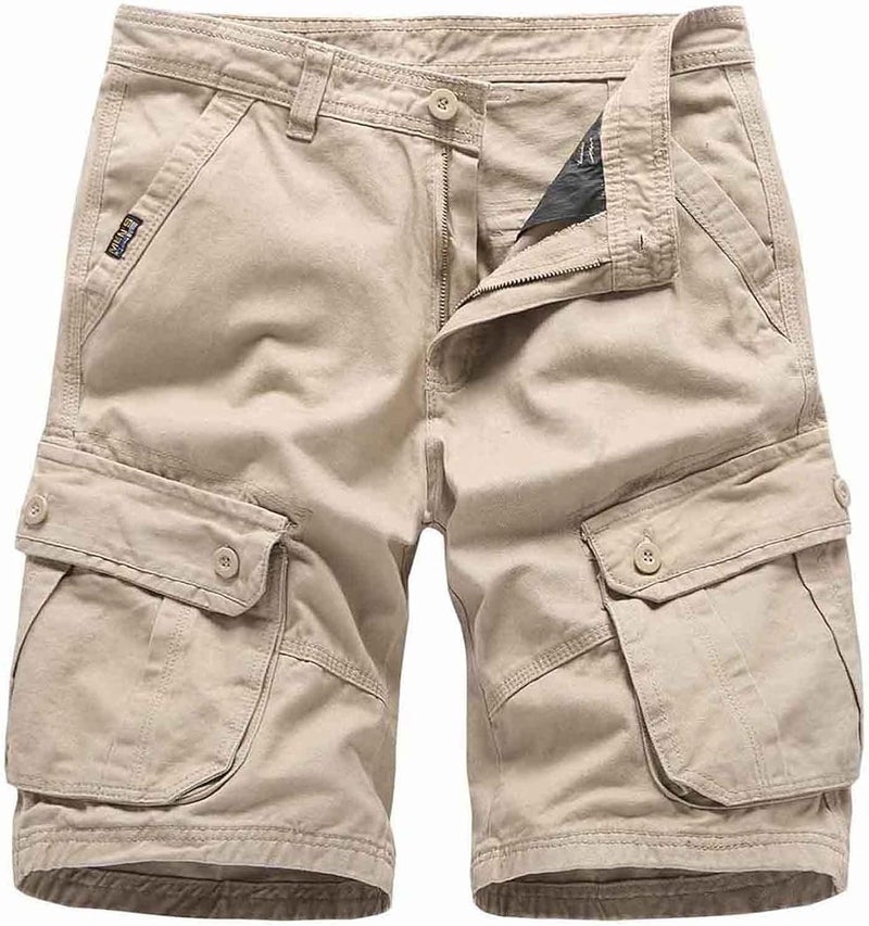 Basoteeuo Mens Cargo Shorts Casual Lightweight with Multi Pockets Summer Outdoor Shorts Khaki Size 30 - Image 1