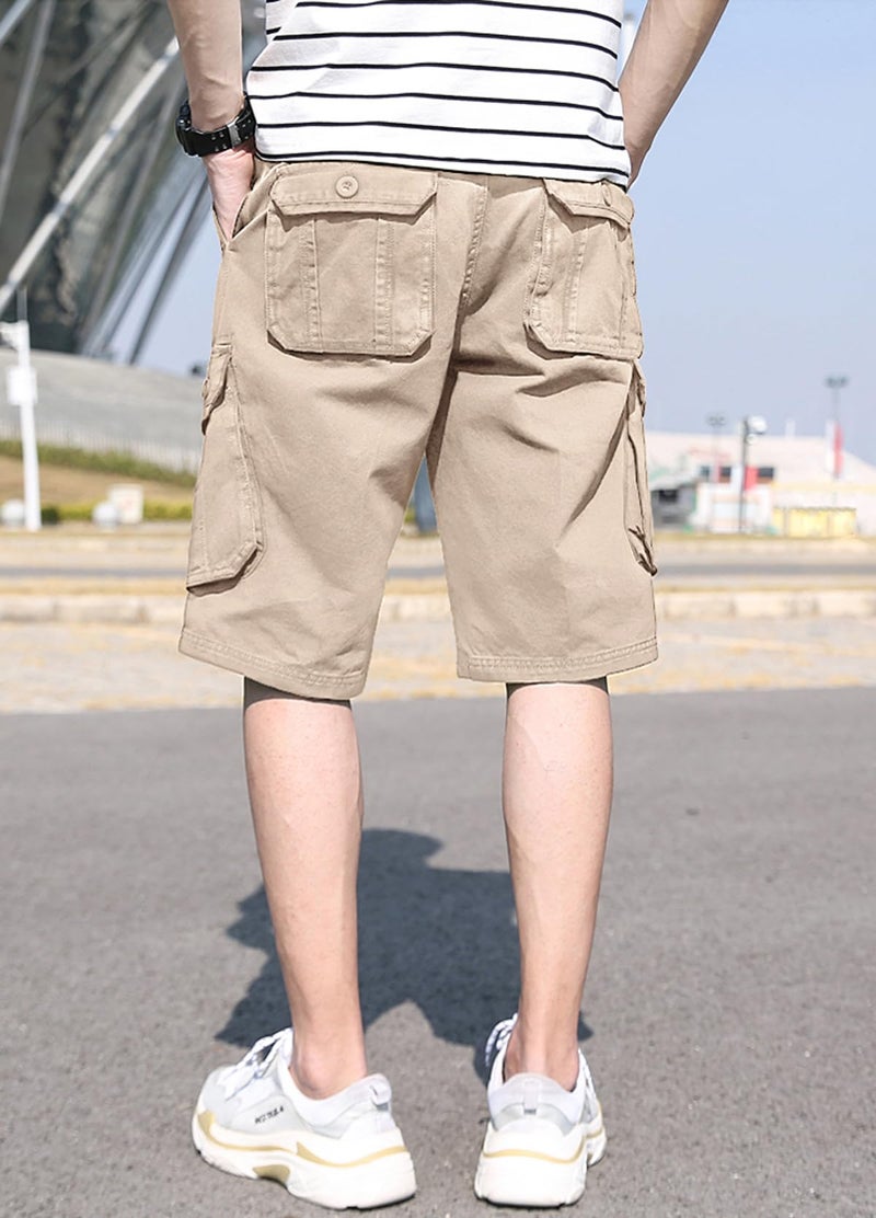 Basoteeuo Mens Cargo Shorts Casual Lightweight with Multi Pockets Summer Outdoor Shorts Khaki Size 30 - Image 5