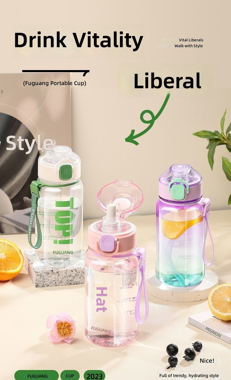 FUGUANG Tritan Summer Water Bottle for Students & Kids, Large Capacity with Straw - Image 4