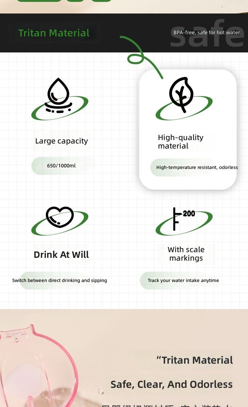 FUGUANG Tritan Summer Water Bottle for Students & Kids, Large Capacity with Straw - Image 5