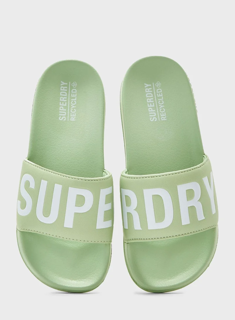 Superdry Code Logo Vegan Pool Slide Flip Flops