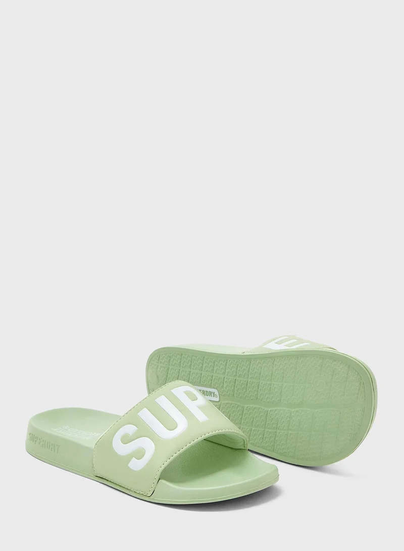 Superdry Code Logo Vegan Pool Slide Flip Flops